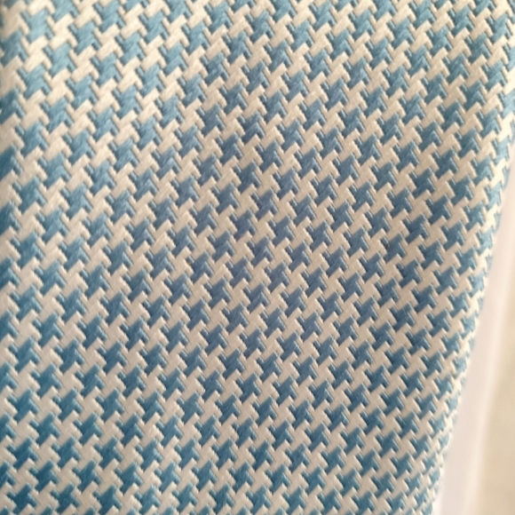 Paul Frederick Necktie Tie Silk Blue White Houndstooth Woven Formal Classic - Picture 8 of 10